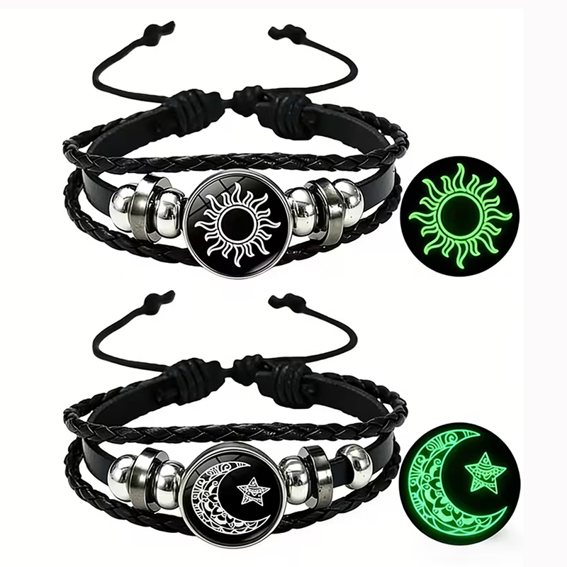 Snap Fastener Setter - 2 paar glow-in-the-dark zon-maan paar armbanden