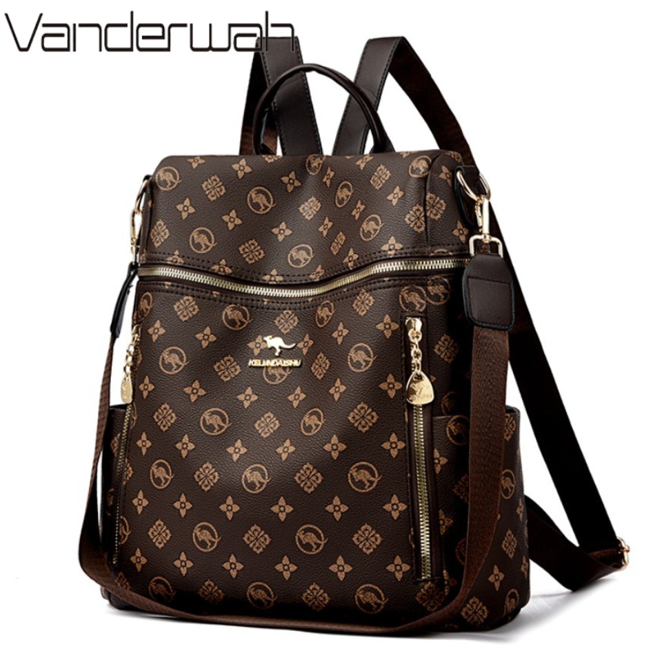 Leather Work Backpack - Echte merk dames zachte lederen rugzak