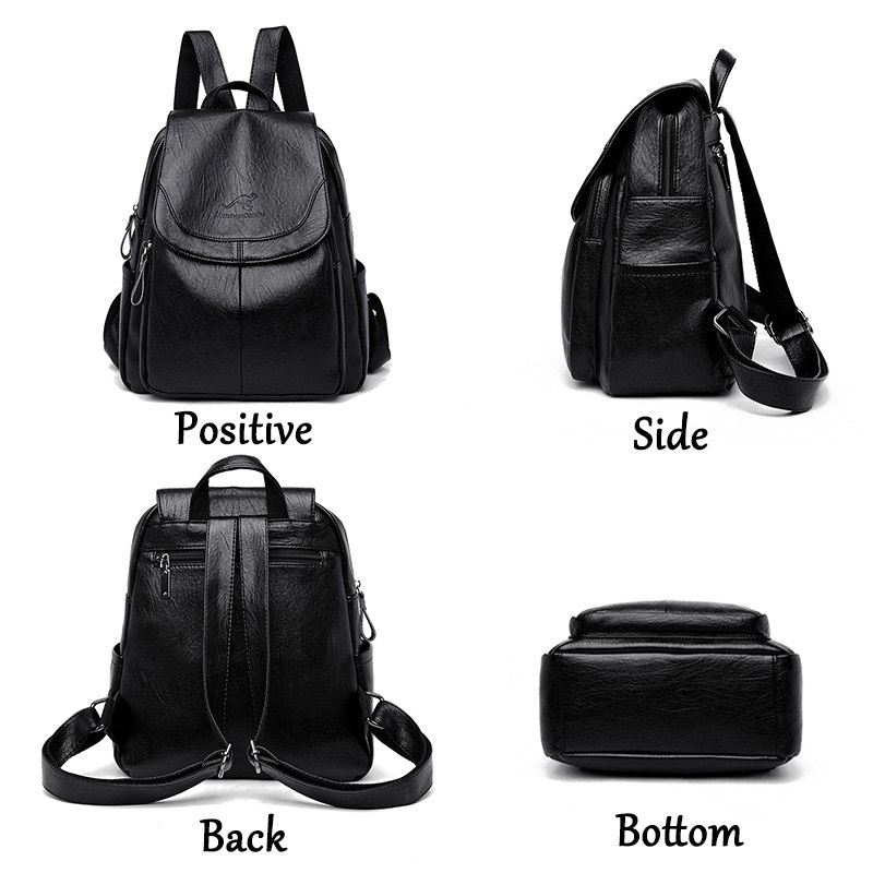 Leather Work Backpack - Vintage zachtlederen rugzak voor dames, 9
