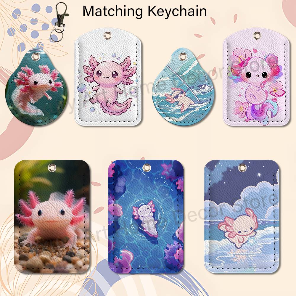 Leather Working - Leuke roze A-Axolotl cartoonhouder sleutelhanger voor