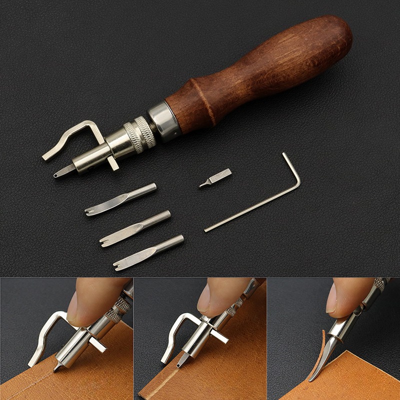 Leatherwork Edge Beveler - 7-in-1 Pro verstelbare lederen stiknaadgroover en