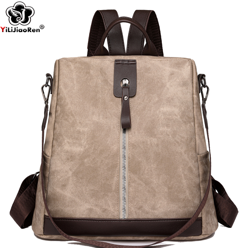 Leather Work Backpack - Mode anti-diefstal rugzak vrouwelijke hoge kwaliteit