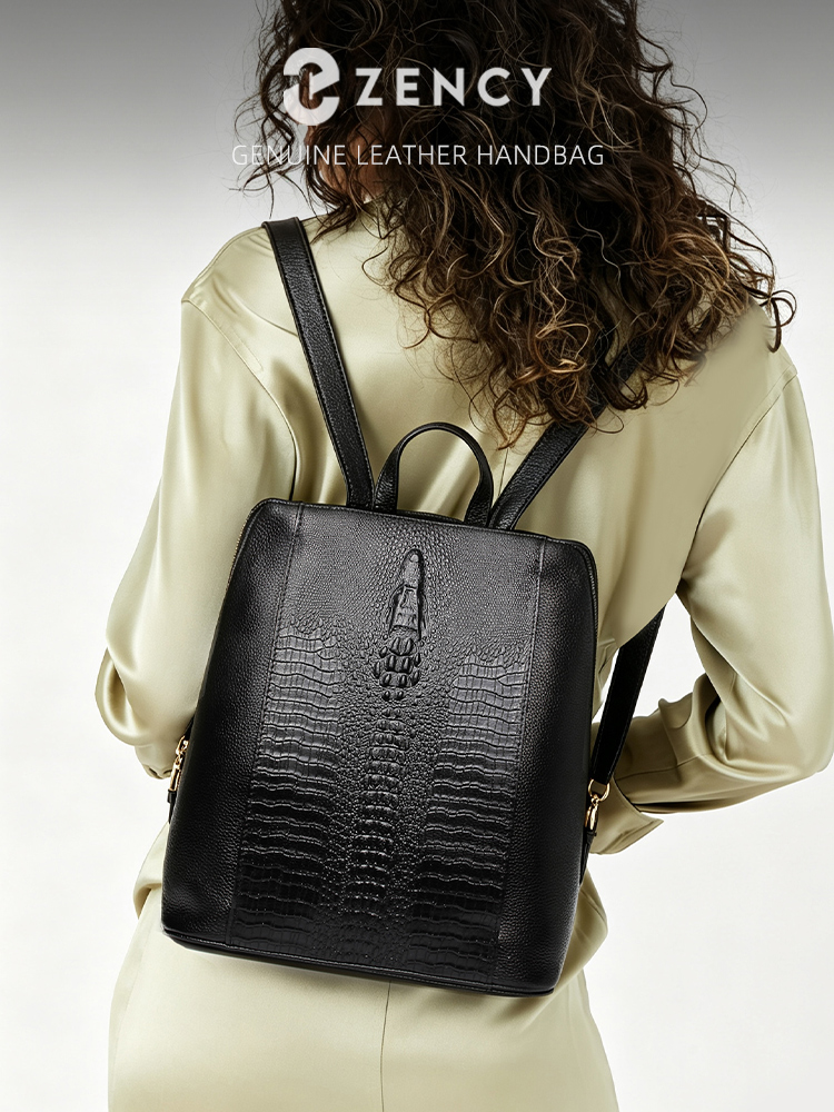 Leather Work Backpack - Zency Damesrugzak van krokodillenleer 100% echt