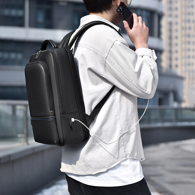 Pu Lederen Heren Rugzak Usb Op - Leather Work Backpack recensie en prijs